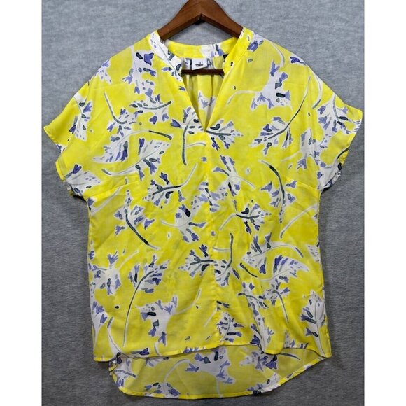 Cabi Women's Floral V Neck Yellow Purple Stevie Blouse M - Picture 1 of 4